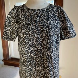 J. Crew Animal Print Puff Sleeve Blouse